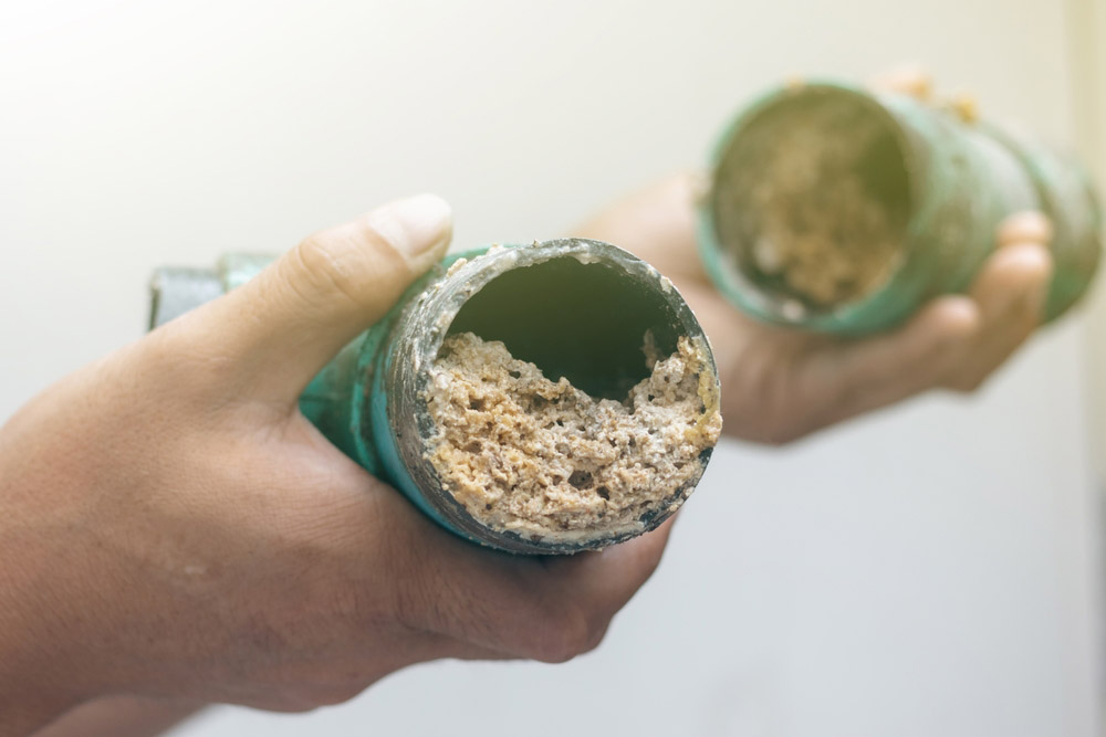 inside of a pipe with buildup inside of a pipe with buildup
