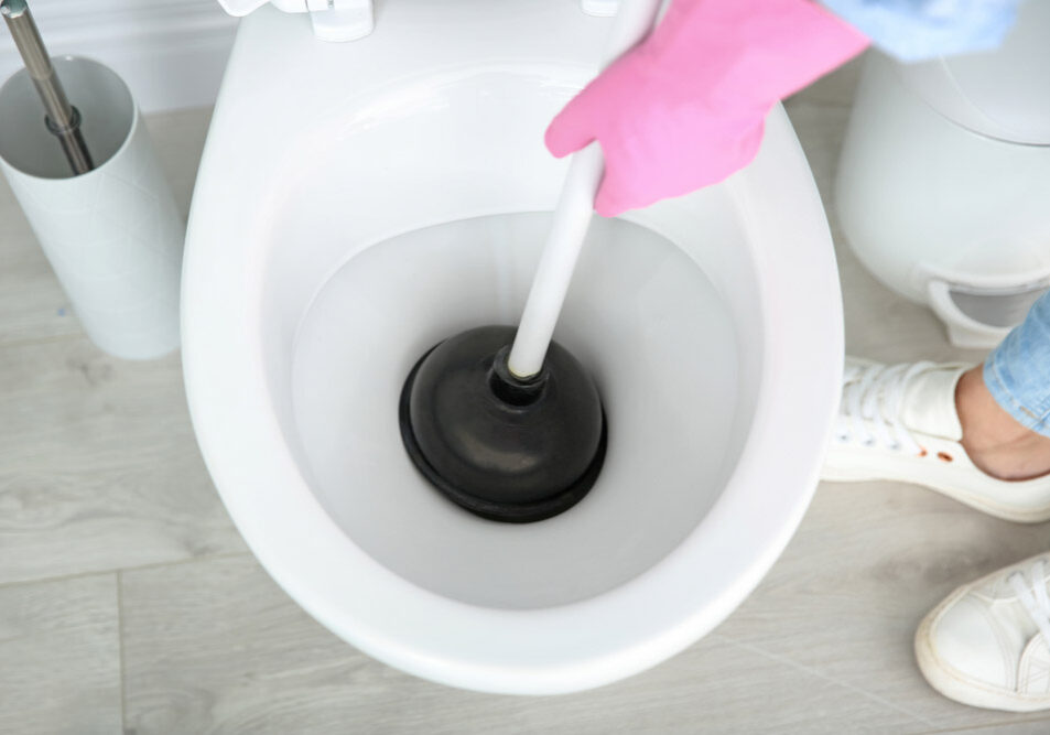 Toilet with a plunger