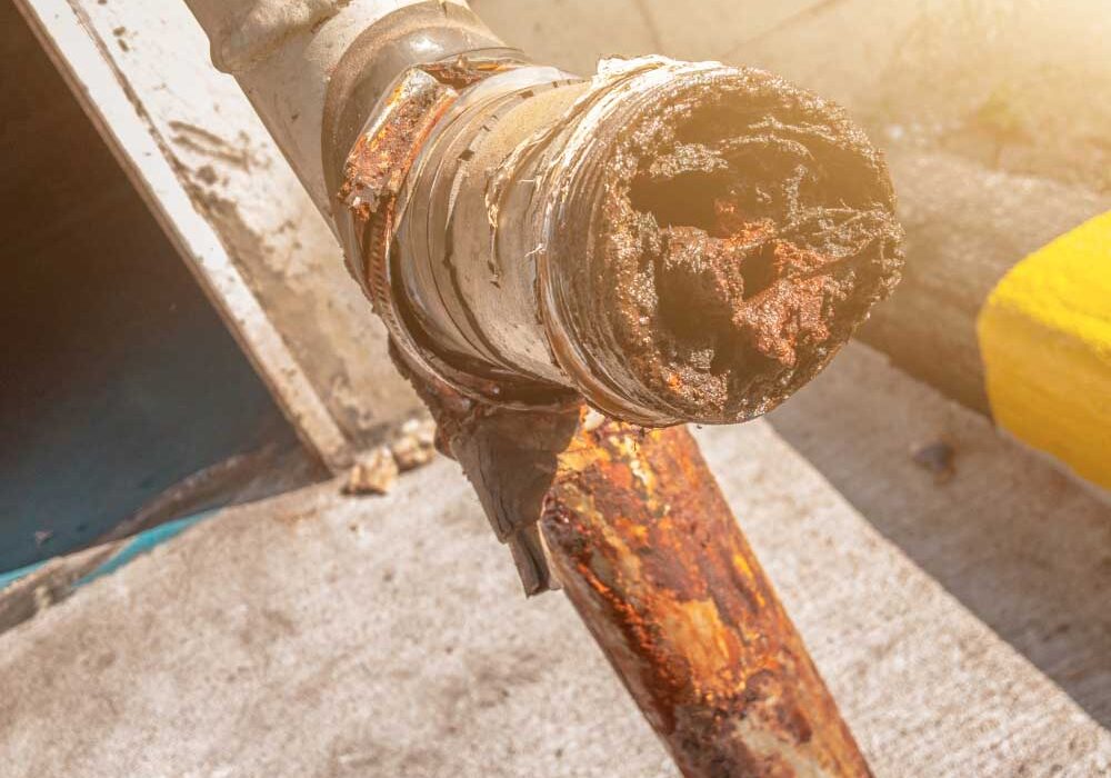 cross-section of pipe with a blockage