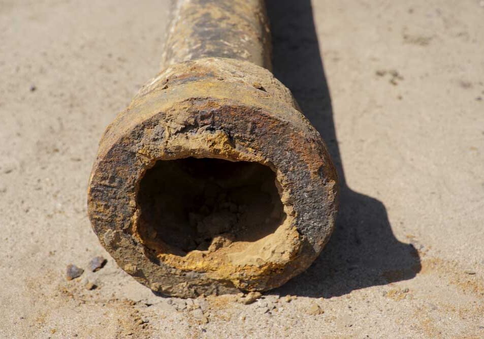 Corroded sewer pipe lines